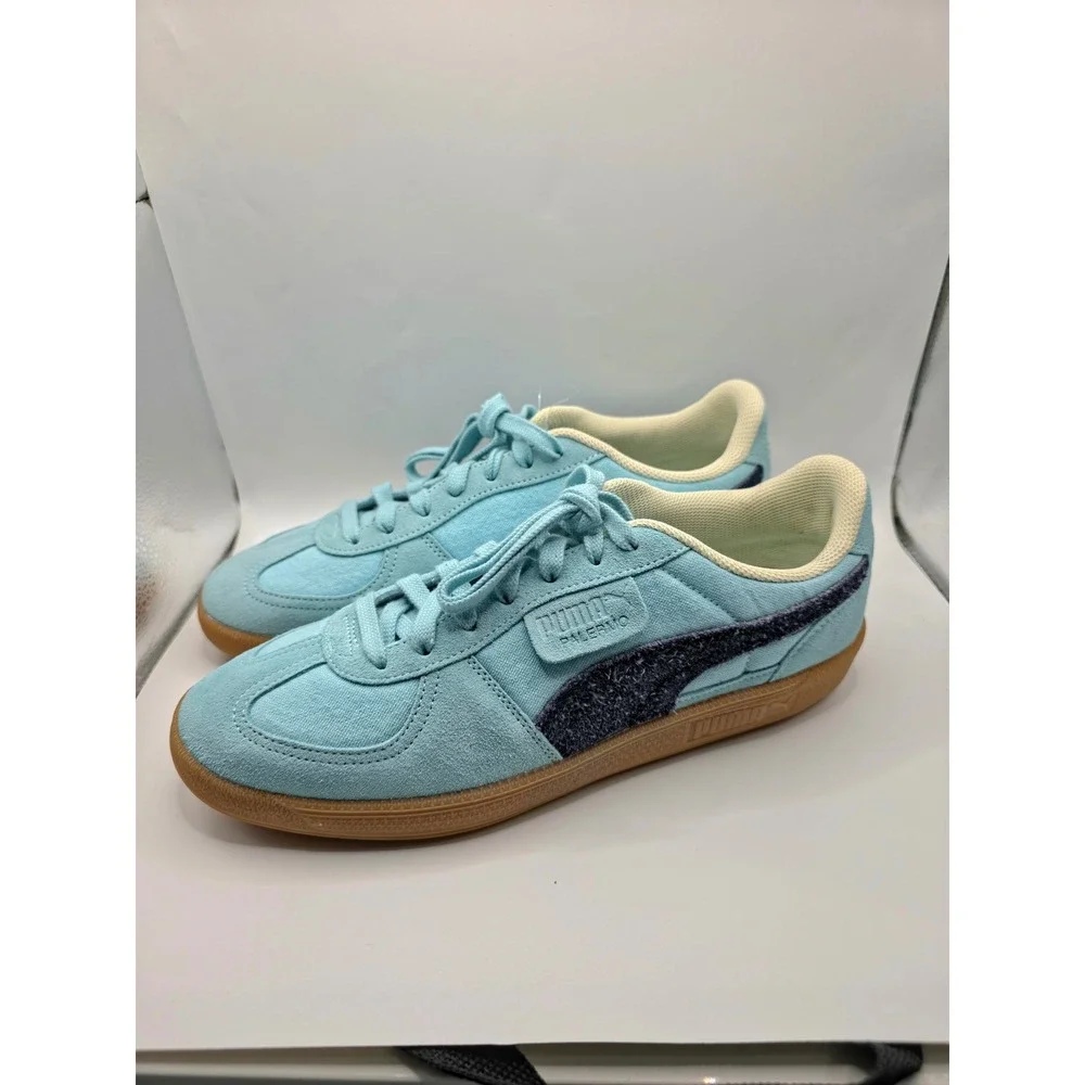 Puma Palermo Mens Sneakers Light Blue Suede Canvas Gum Sole 401722-03 Size 10.5